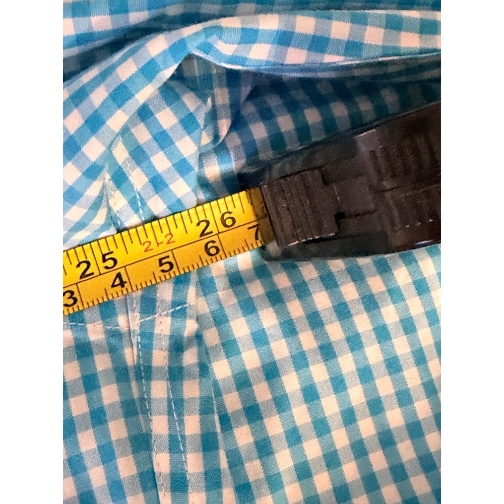 Brooks Brothers Non-Iron Stretch Gingham Shirt Mens Large Blue White Button Down - Picture 4 of 6